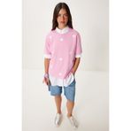 Happiness İstanbul Kadın Pembe Kalp Nakışlı Pamuklu Örme T-Shirt AN00244
