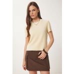 Happiness İstanbul Kadın Sarı Basic Fitilli Örme Bluz HF00468