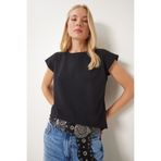 Happiness İstanbul Kadın Siyah Basic Örme T-Shirt HW00017