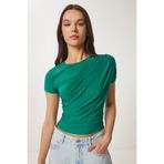 Happiness İstanbul Kadın Yeşil Drape Detaylı Sandy Örme Bluz Lİ00115