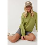 Happiness İstanbul Kadın Yeşil Kapüşonlu Şardonlu Sweatshirt OW00050