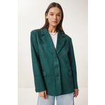 Happiness İstanbul Kadın Zümrüt Yeşili Premium Süet Blazer Ceket FN03443