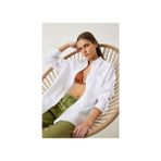 Happiness İstanbul Oversize Basic Müslin Gömlek Beyaz LMX0002 Düz Desenli Günlük Stil Kadın Giyim Dokuma Kumaş - 36