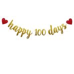 Happy 100 Days Afiş, Önceden Bağlanmış, Montaj Gerekmez, 100 Gün Aşık Olun/Düğün/Bebeğin 100 Gün Parti Süslemeleri Malzemeleri, Altın Parlak Kağıt Çelenk Arka Planları, Harfler Altın Betteryanzi