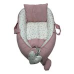 Happy Baby Dikiş Atölyesi 3 Parça Babynest Taşınabilir Bebek Yatağı Pike Yastık Yatak Ana Kucağı Anne Yanı Pembe Yıldızlı