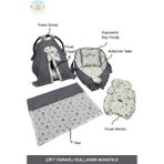 Happy Baby Dikiş Atölyesi 5 Parça Müslin Waffle Babynest Seti Taşınabilir Bebek Yatağı Pike Yastık Puset Takımı Örtüsü Minderi - Gri - Beyaz