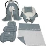 Happy Baby Dikiş Atölyesi 5 Parça Müslin Waffle Babynest Seti Taşınabilir Bebek Yatağı Pike Yastık Puset Takımı Örtüsü Minderi Yenidoğan Bebek Ürünleri - Mavi