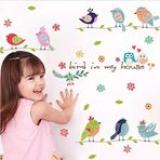 Happy Birds parti duvar çıkartması çocuk odası yatak odası anaokulu arka plan dekor vinil çıkarılabilir duvar kağıdı duvar dövmeleri sanat