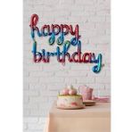 Happy Birthday El Yazısı İmza Folyo Balon Gökkuşağı Deniz Kızı Tema Balon