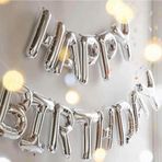 Happy Birthday Folyo Balon (Gümüş Düz Yazı)