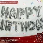 Happy Birthday Folyo Balon Gümüş