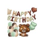 Happy Birthday Folyo Bebek Ayi Folyo Balon Doğum Günü Parti Seti Süsü