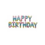 Happy Bırthday Gökkuşağı Renk Folyo Balon Seti