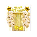 Happy Bırthday Gold Perdeli Şeffaf Balonlu Doğum Günü Seti