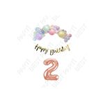 Happy Bırthday Gold Yazılı Kaligrafi Banner Makaron Balon Seti 2 Yaş Rose Gold Set Doğum Günü