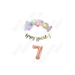 Happy Bırthday Gold Yazılı Kaligrafi Banner Makaron Balon Seti 7 Yaş Rose Gold Set Doğum Günü