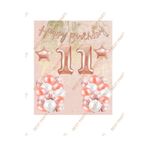 Happy Bırthday Kaligrafi Banner Yıldızlı Balon Seti 11 Yaş