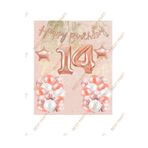 Happy Bırthday Kaligrafi Banner Yıldızlı Balon Seti 14 Yaş