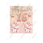 Happy Bırthday Kaligrafi Banner Yıldızlı Balon Seti 16 Yaş