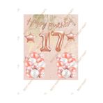Happy Bırthday Kaligrafi Banner Yıldızlı Balon Seti 17 Yaş