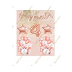 Happy Bırthday Kaligrafi Banner Yıldızlı Balon Seti 4 Yaş