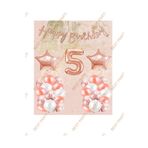 Happy Bırthday Kaligrafi Banner Yıldızlı Balon Seti 5 Yaş