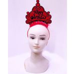 Happy Birthday Neon Kırmızı Renk Doğum Günü Tacı 24x15 cm (5264)