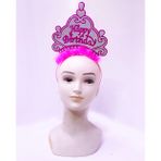 Happy Birthday Neon Pembe Renk Doğum Günü Tacı 24x15 cm (4604)