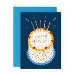 Happy Birthday Pasta Kartı - Renkli Serpme ve Mumlar - Arkadaşlar, Aile, Baba, Büyükbaba, Amca, Erkek Kardeş, Koca, O, Erkek, Erkek, Erkek Arkadaş, İş Arkadaşı için Hediyeler - Çıkartmalı
