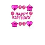 Happy Bırthday Pembe Fuşya Kalp Yıldız Folyo Balon Seti
