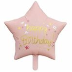 Happy Birthday Pembe Renk Yıldız Folyo Balon
