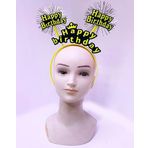 Happy Birthday Püsküllü Neon Sarı Renk Doğum Günü Tacı 22x19 cm (5264)