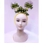 Happy Birthday Püsküllü Neon Sarı Renk Doğum Günü Tacı 22X19 Cm (5433)