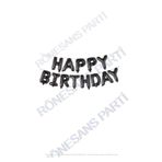 Happy Bırthday Siyah Renk Folyo Balon Seti