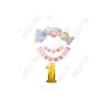 Happy Bırthday Yazılı Banner Makaron Balon Seti 1 Yaş Gold Set Doğum Günü