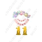 Happy Bırthday Yazılı Banner Makaron Balon Seti 11 Yaş Gold Set Doğum Günü