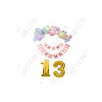 Happy Bırthday Yazılı Banner Makaron Balon Seti 13YAŞ Gold Set Doğum Günü