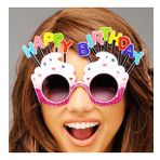 Happy Birthday Yazili Beyaz Fusya Renk Parti Gozlugu 12X7 Cm