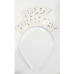 Happy Birthday Yazılı Doğum Günü Parti Tacı Simli Beyaz