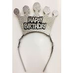 Happy Birthday Yazılı Gümüş Renk Doğum Günü Tacı