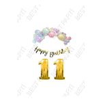 Happy Bırthday Yazılı Kaligrafi Banner Makaron Balon Seti 11 Yaş Gold Set Doğum Günü