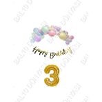 Happy Bırthday Yazılı Kaligrafi Banner Makaron Balon Seti 3 Yaş Gold Set Doğum Günü