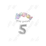 Happy Bırthday Yazılı Kaligrafi Banner Makaron Balon Seti 5 Yaş Gümüş Set Doğum Günü