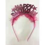 Happy Birthday Yazılı Metalize Pembe Renk Parti Tacı