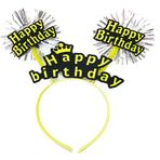 Happy Birthday Yazılı Püsküllü Neon Sarı Renk Doğum Günü Tacı