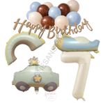 Happy Bırthday Yazılı Retro Renkler Doğum Günü Balon Seti Yaş-7