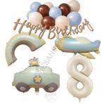 Happy Bırthday Yazılı Retro Renkler Doğum Günü Balon Seti Yaş-8