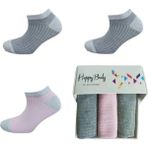 Happy Body Penye Sinli Kadın 3'lü Patik Yıkamalı Kumaş Sıkmayan Lastik Dikişsiz Özel Kutulu - 39 - 40 - Karışık-Çok Renkli