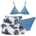 Happy Cherry 3 parçalı bikini kız çocukları için mayo bikini çocuk mayo setleri gençler sırtı açık tropik baskılı mayo göğüs dolgulu, Stil A-mavi 2, 12-13 Yaşe