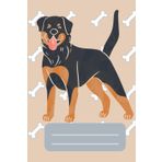 Happy dog 150 pages lined sheets with margin: Rotwiler